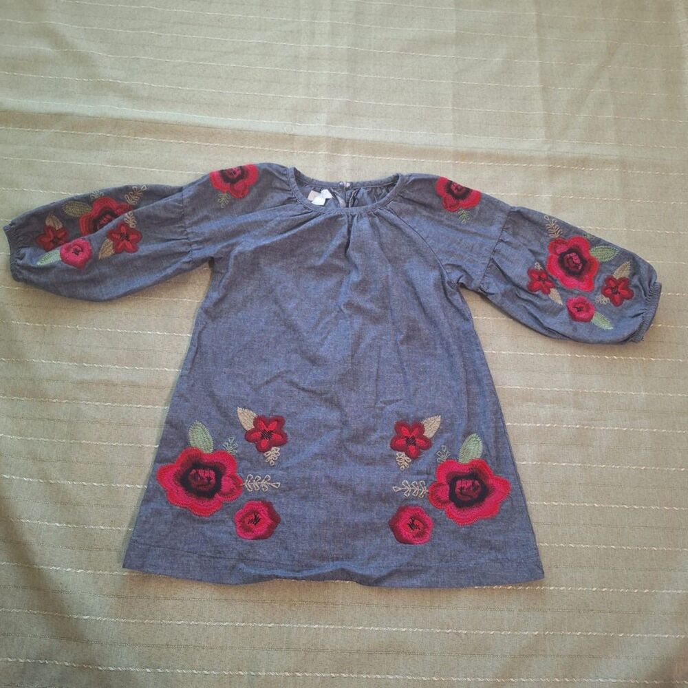 Mudpie girls blue long sleeve dress size 4T Great Condition